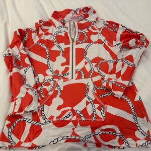 Lilly Pulitzer Coral and White Rope Print Hoodie